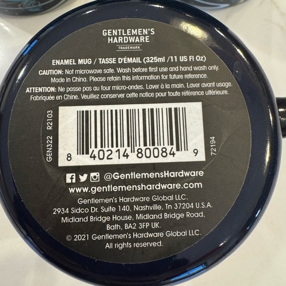 NWT  Set of FOUR Gentlemen's Hardware Enamel Mug 11 oz "Hit the Road" / Navy - Picture 8 of 8